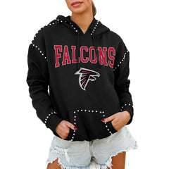 Atlanta Falcons Gameday Couture Women's Oversized Catch the Vibe Studded Pullover Hoodie | NFL Hot