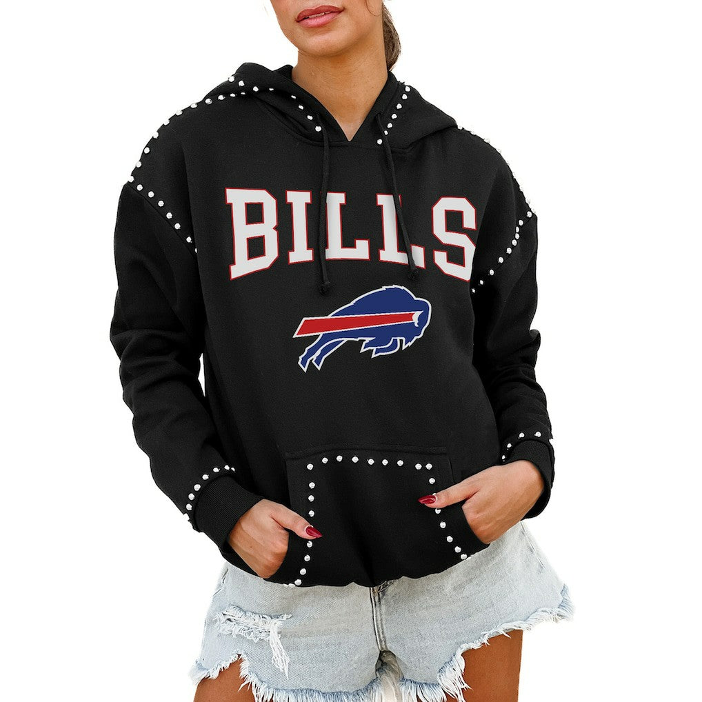 Buffalo Bills Gameday Couture Women's Oversized Catch the Vibe Studded Pullover Hoodie | NFL Near me