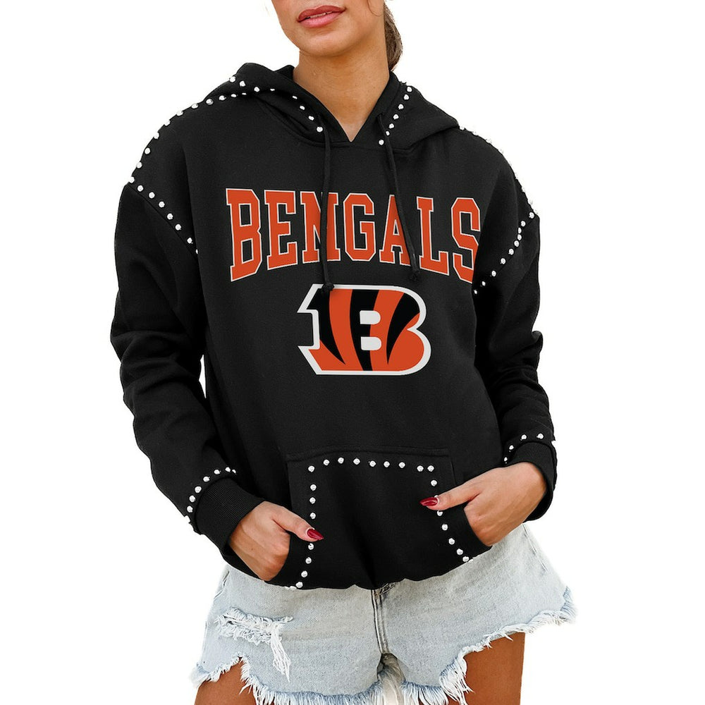 Cincinnati Bengals Gameday Couture Women's Oversized Catch the Vibe Studded Pullover Hoodie | NFL On sale