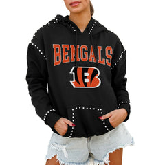 Cincinnati Bengals Gameday Couture Women's Oversized Catch the Vibe Studded Pullover Hoodie | NFL On sale