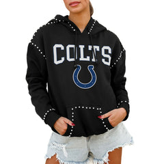 Indianapolis Colts Gameday Couture Women's Oversized Catch the Vibe Studded Pullover Hoodie | NFL Near me