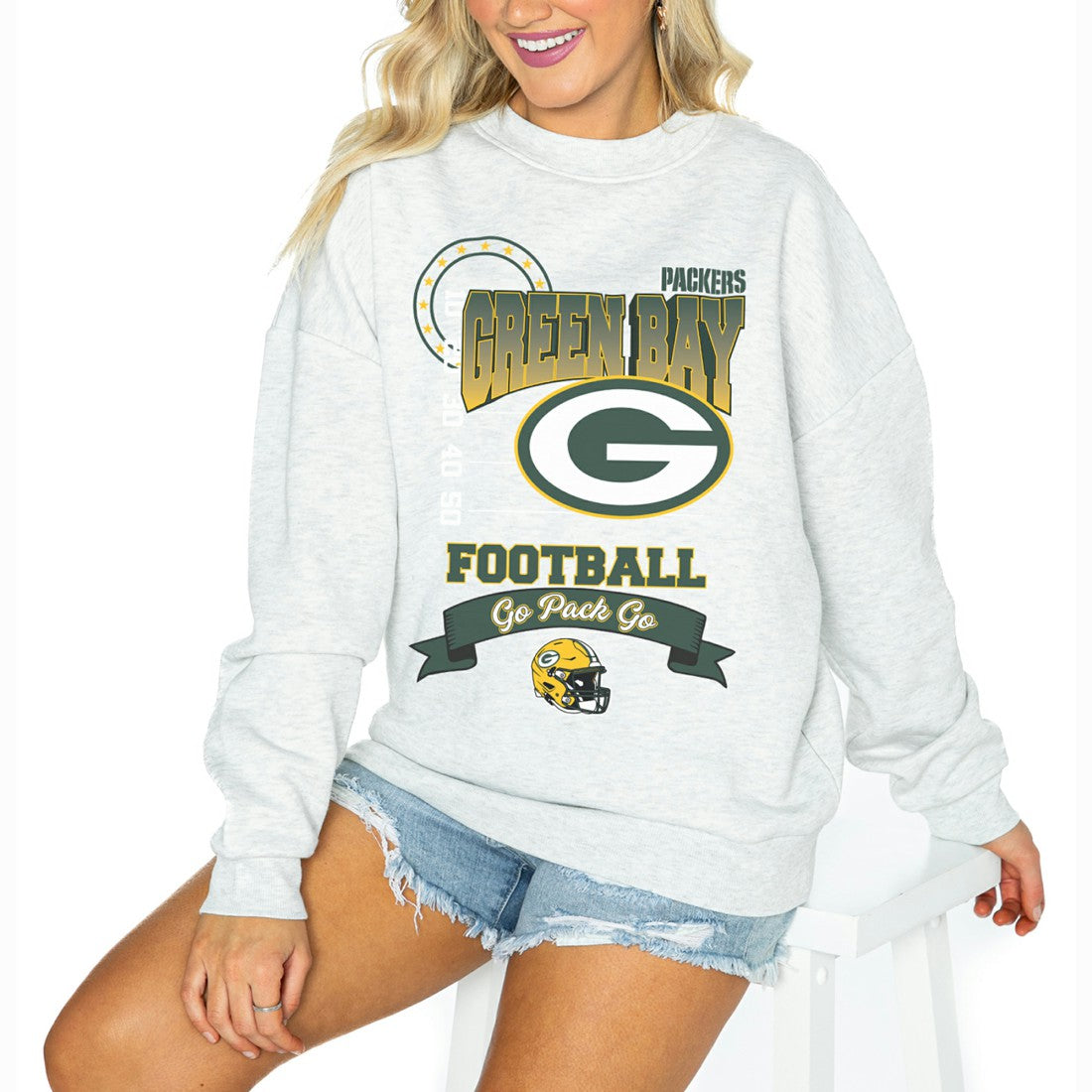 Green Bay Packers Gameday Couture Women's Oversized Run the Show Pullover Sweatshirt | NFL Near me