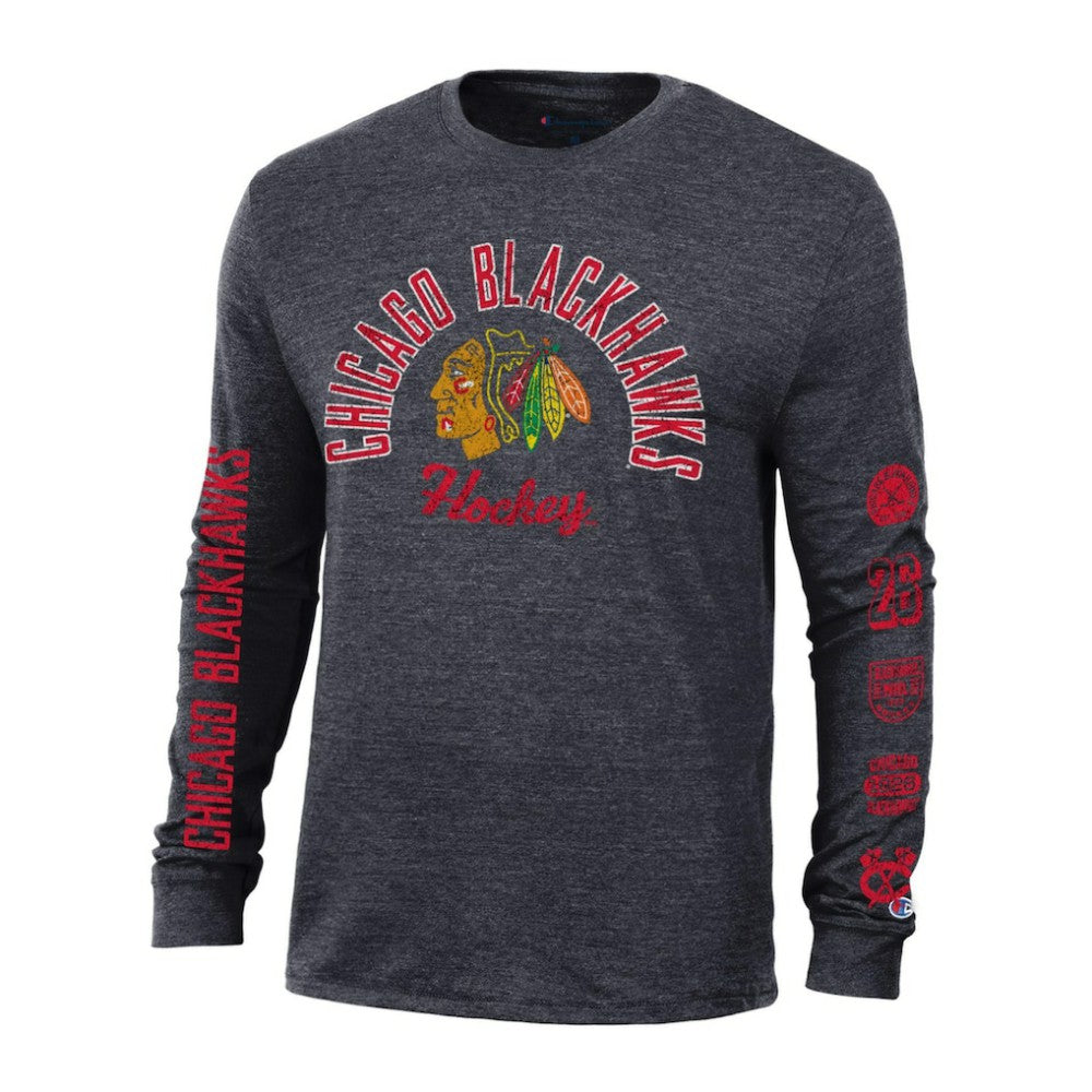 Chicago Blackhawks Champion Multi-Logo Tri-Blend Long Sleeve T-Shirt -  NHL T-shirts