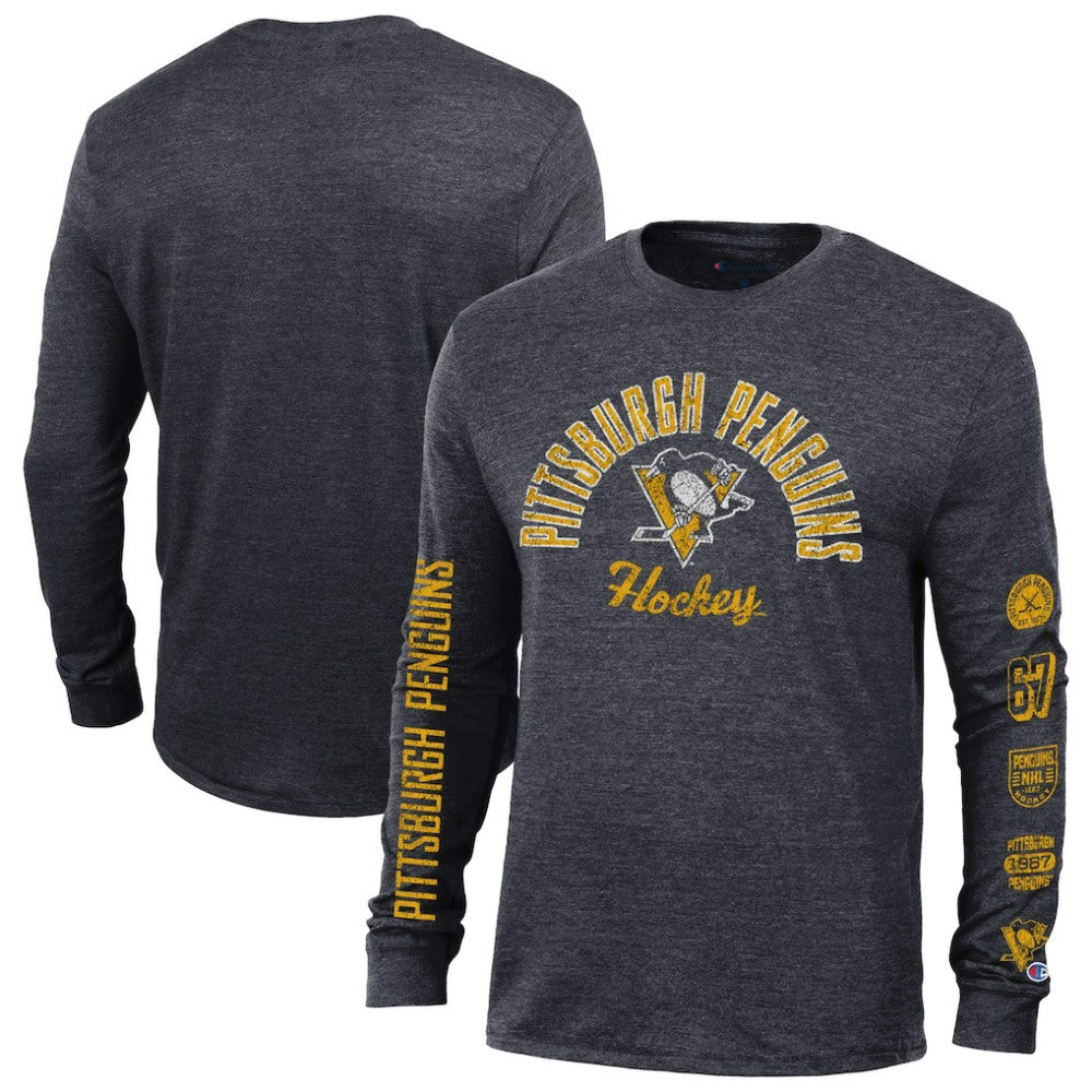 Pittsburgh Penguins Champion Multi-Logo Tri-Blend Long Sleeve T-Shirt -  NHL T-shirts