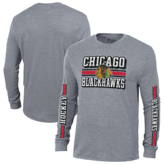 Chicago Blackhawks Champion Tri-Blend Dual-Stripe Long Sleeve T-Shirt -  NHL T-shirts