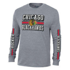 Chicago Blackhawks Champion Tri-Blend Dual-Stripe Long Sleeve T-Shirt -  NHL T-shirts