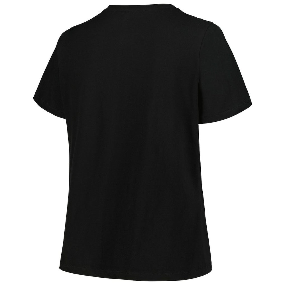 Black Charlotte Hornets Profile Women's Plus Size Arch Over Logo V-Neck T-Shirt | NBA