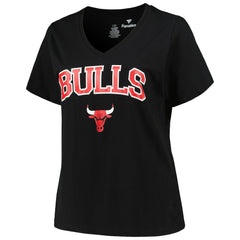 Black Chicago Bulls Profile Women's Plus Size Arch Over Logo V-Neck T-Shirt sale | NBA