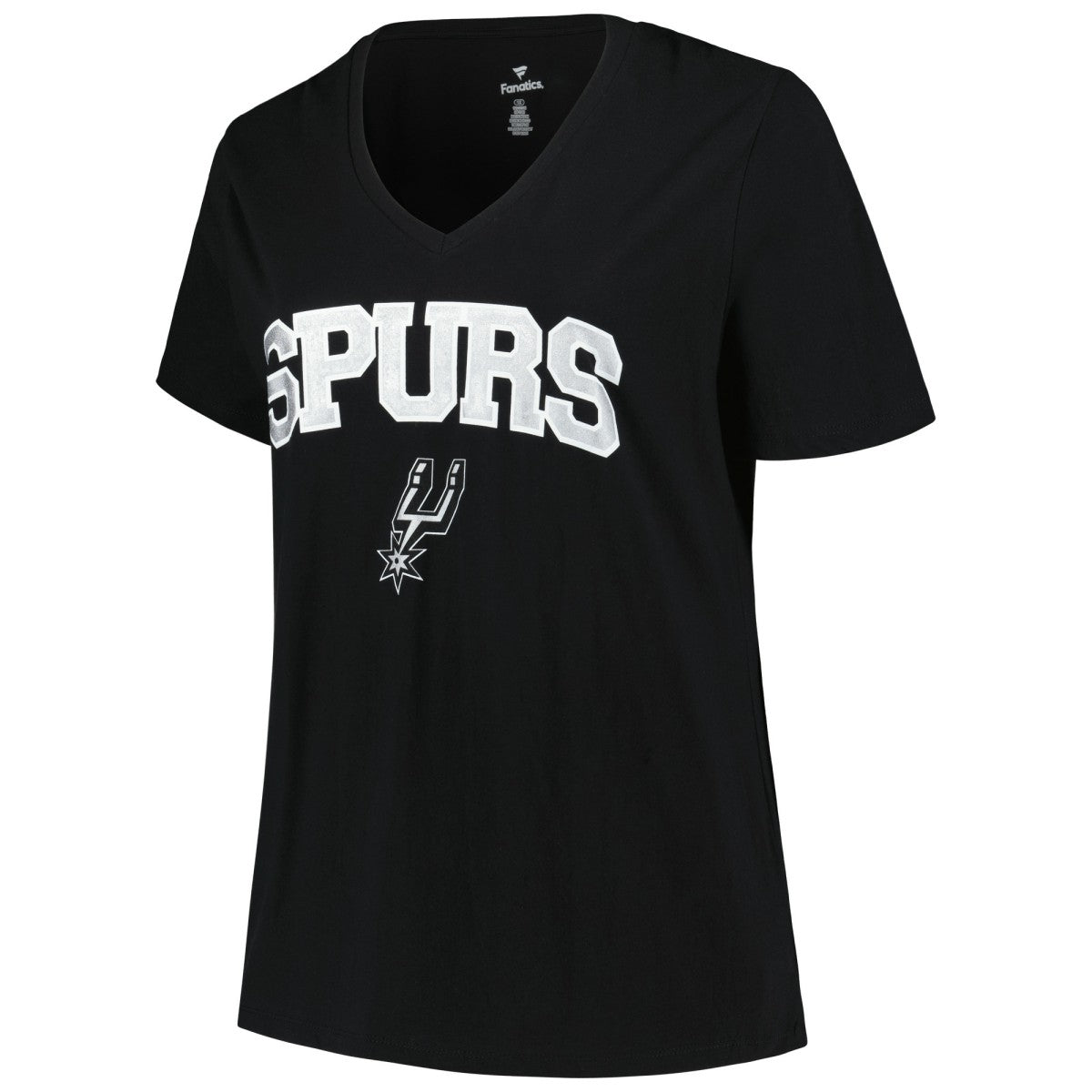 Black San Antonio Spurs Profile Women's Plus Size Arch Over Logo V-Neck T-Shirt | NBA