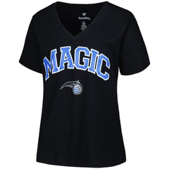 Black Orlando Magic Profile Women's Plus Size Arch Over Logo V-Neck T-Shirt | NBA