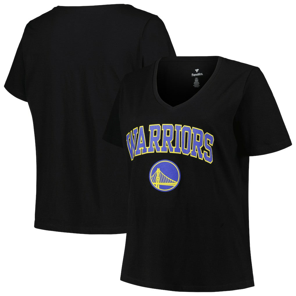 Black Golden State Warriors Profile Women's Plus Size Arch Over Logo V-Neck T-Shirt sale | NBA