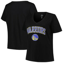 Black Golden State Warriors Profile Women's Plus Size Arch Over Logo V-Neck T-Shirt sale | NBA