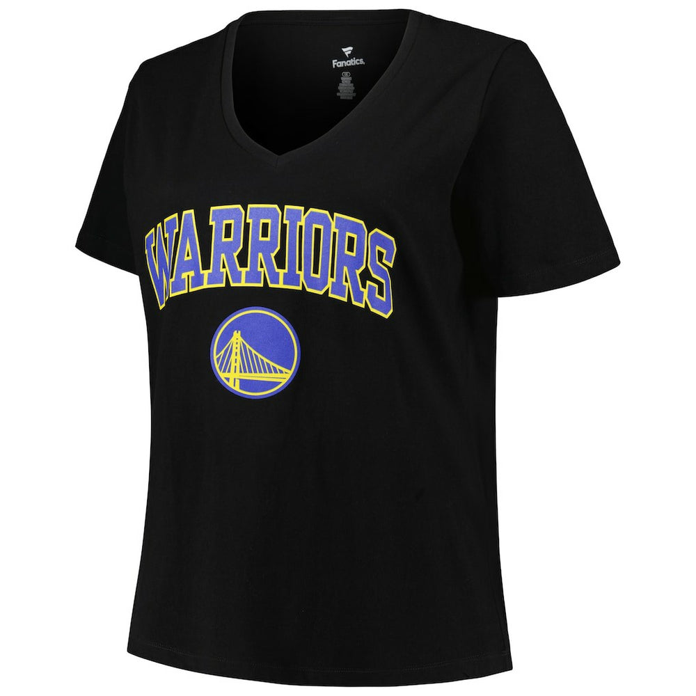 Black Golden State Warriors Profile Women's Plus Size Arch Over Logo V-Neck T-Shirt sale | NBA