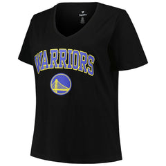 Black Golden State Warriors Profile Women's Plus Size Arch Over Logo V-Neck T-Shirt sale | NBA