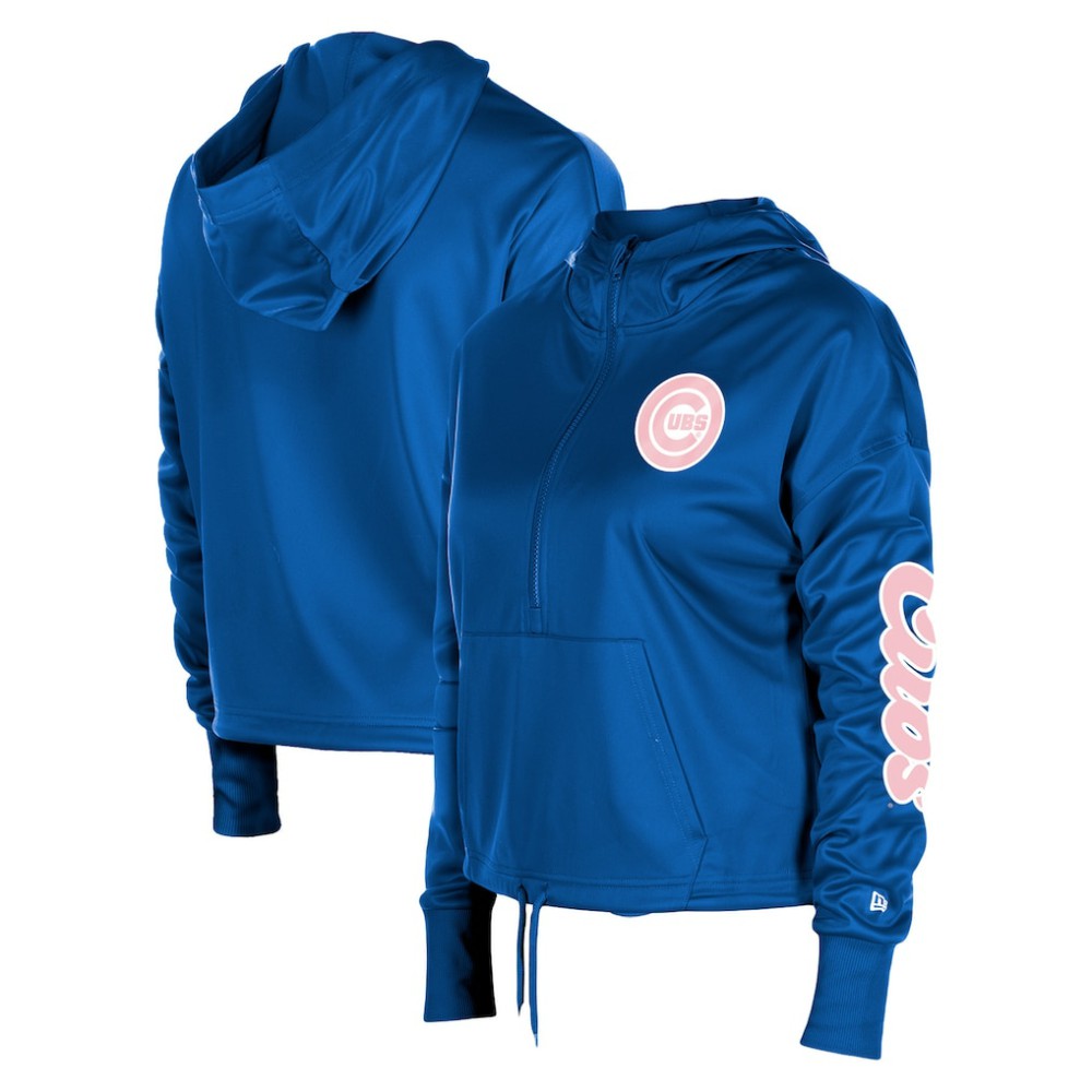 Chicago Cubs New Era Women's Half-Zip Hoodie - MLB Hoodies
