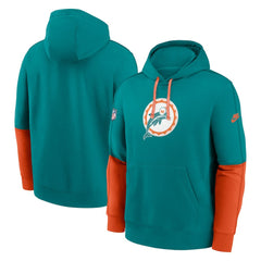 Miami Dolphins Throwback Logo Club Tri-Blend Pullover Hoodie | NFL Outlet