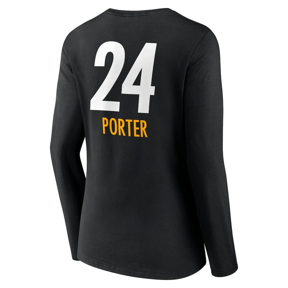 Pittsburgh Steelers Joey Porter Jr.  Women's Team Wordmark Player Name & Number Long Sleeve V-Neck T-Shirt | NFL New