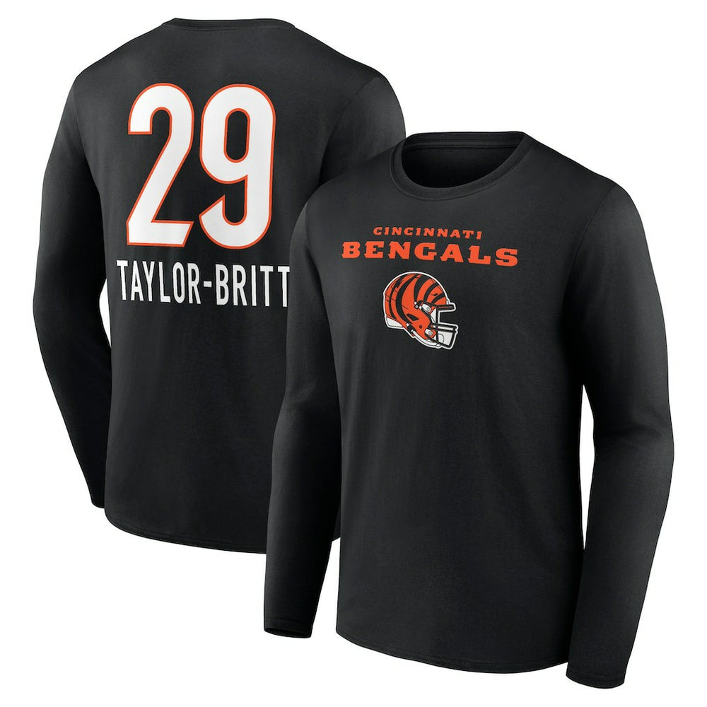 Cincinnati Bengals Cam Taylor-Britt  Team Wordmark Player Name & Number Long Sleeve T-Shirt | NFL Hot