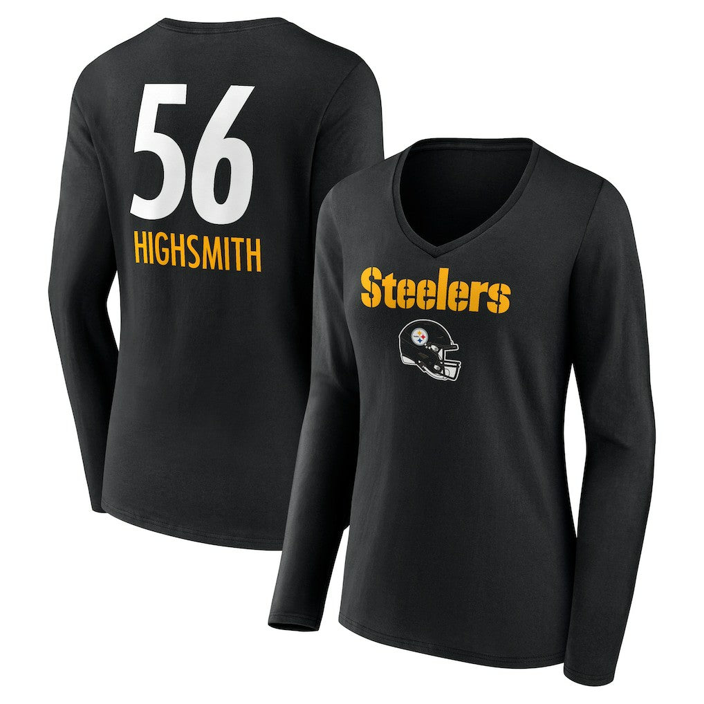 Pittsburgh Steelers Alex Highsmith  Women's Team Wordmark Player Name & Number Long Sleeve V-Neck T-Shirt | NFL US