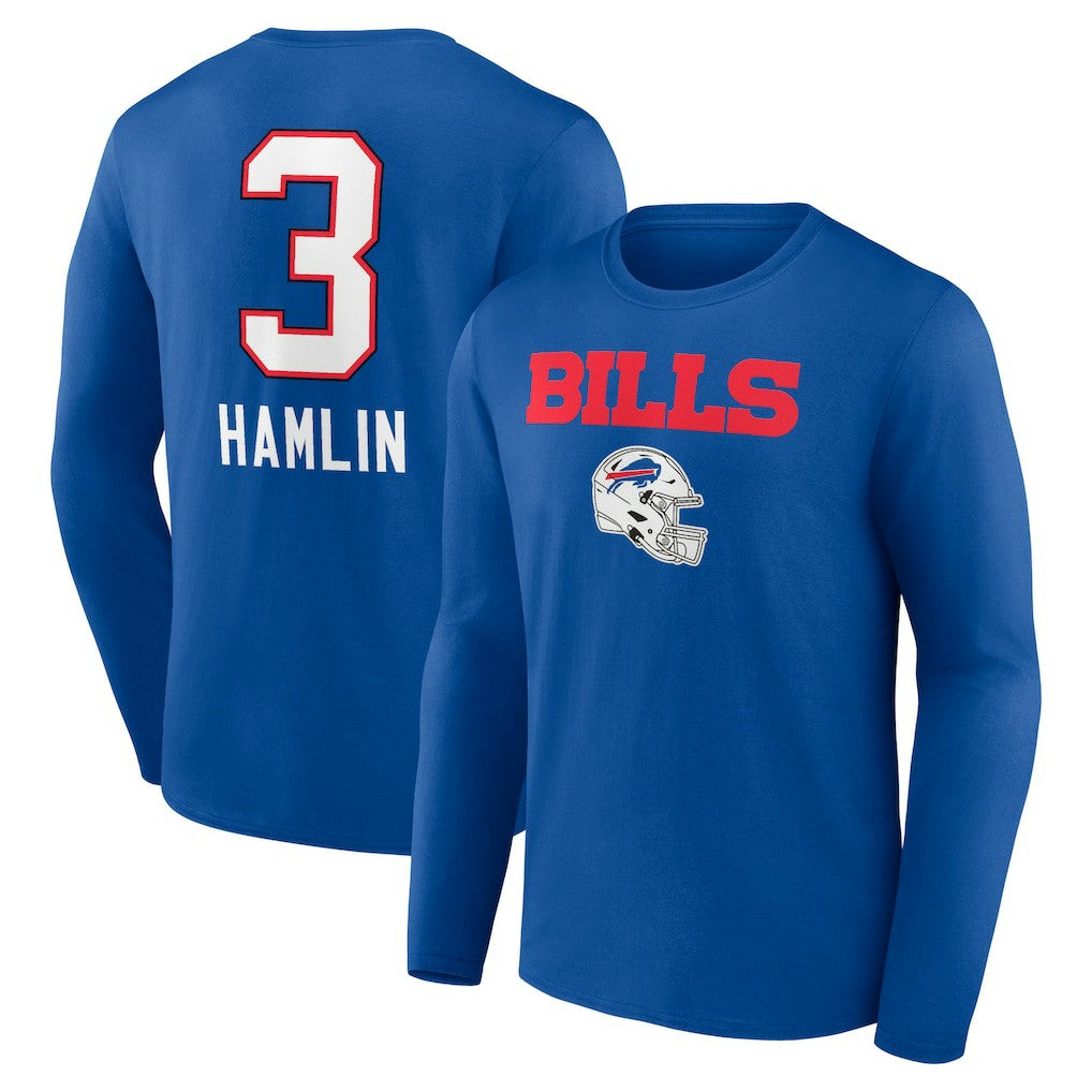 Buffalo Bills Damar Hamlin  Team Wordmark Player Name & Number Long Sleeve T-Shirt | NFL Near me