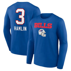 Buffalo Bills Damar Hamlin  Team Wordmark Player Name & Number Long Sleeve T-Shirt | NFL Near me