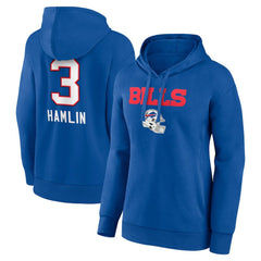 Buffalo Bills Damar Hamlin  Women's Team Wordmark Player Name & Number Pullover Hoodie | NFL Outlet