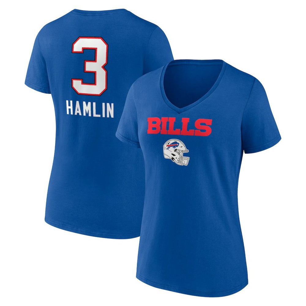 Buffalo Bills Damar Hamlin  Women's Team Wordmark Player Name & Number V-Neck T-Shirt | NFL Online
