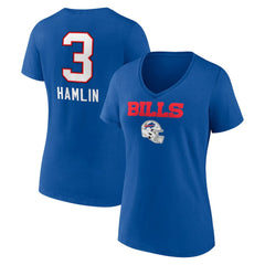 Buffalo Bills Damar Hamlin  Women's Team Wordmark Player Name & Number V-Neck T-Shirt | NFL Online