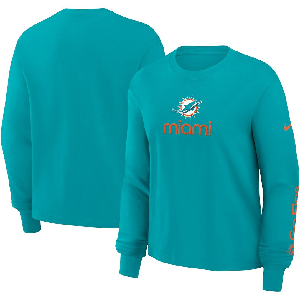 Miami Dolphins Women's Boxy Long Sleeve T-Shirt | NFL Hot
