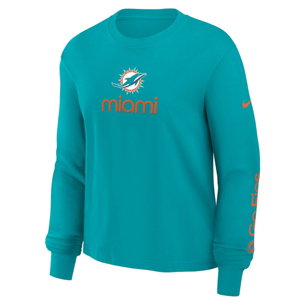 Miami Dolphins Women's Boxy Long Sleeve T-Shirt | NFL Hot