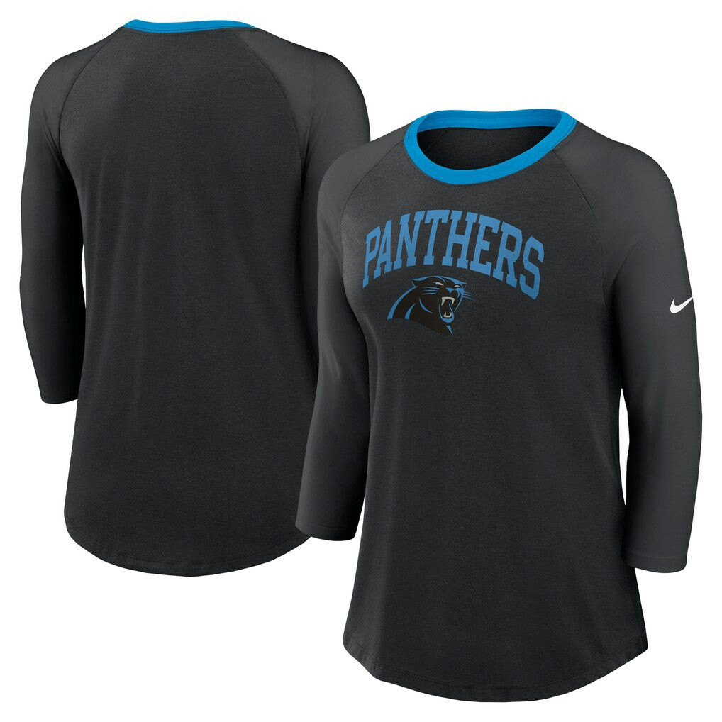 Carolina Panthers Women's 3/4 Sleeve Raglan Fashion Top | NFL Sale