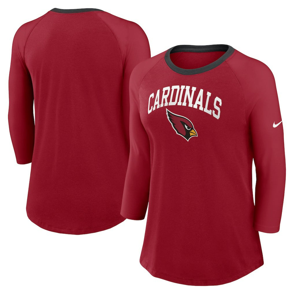 Arizona Cardinals Women's 3/4 Sleeve Raglan Fashion Top | NFL New