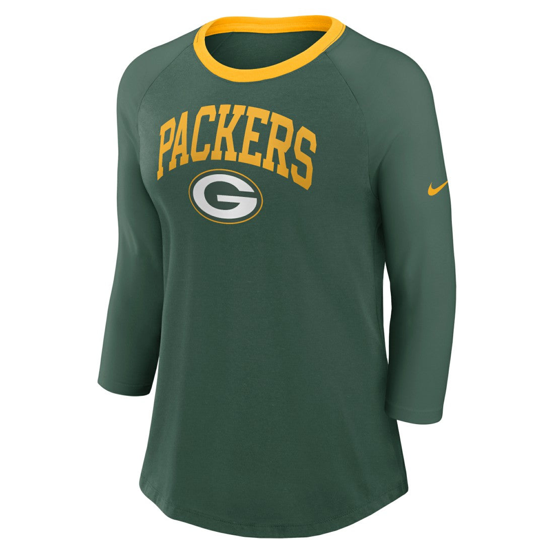 Green Bay Packers Women's 3/4 Sleeve Raglan Fashion Top | NFL Sale