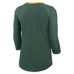 Green Bay Packers Women's 3/4 Sleeve Raglan Fashion Top | NFL Sale