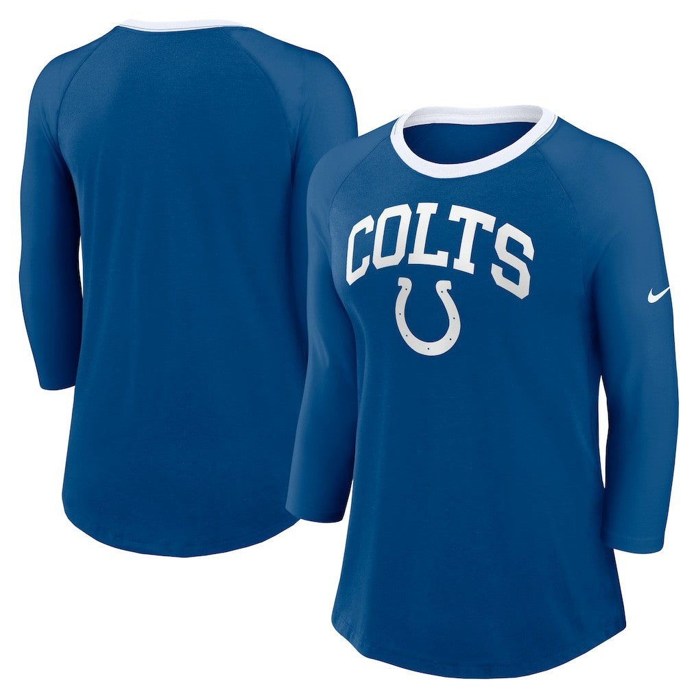 Indianapolis Colts Women's 3/4 Sleeve Raglan Fashion Top | NFL Discount