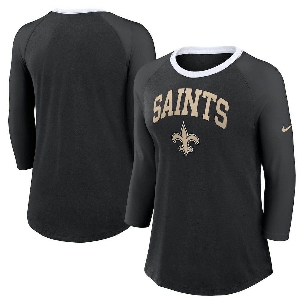 New Orleans Saints Women's 3/4 Sleeve Raglan Fashion Top | NFL US