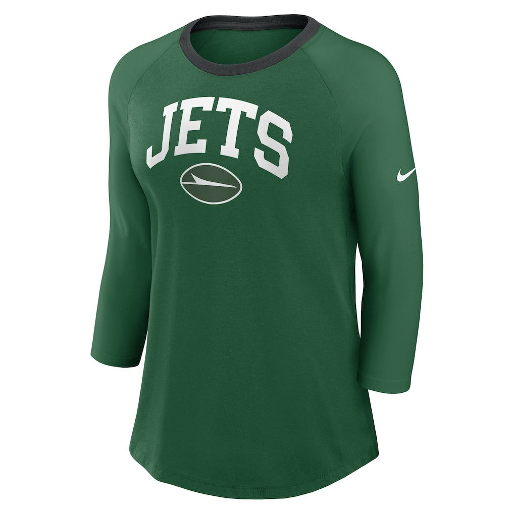 New York Jets Women's 3/4 Sleeve Raglan Fashion Top | NFL Outlet