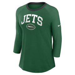 New York Jets Women's 3/4 Sleeve Raglan Fashion Top | NFL Outlet