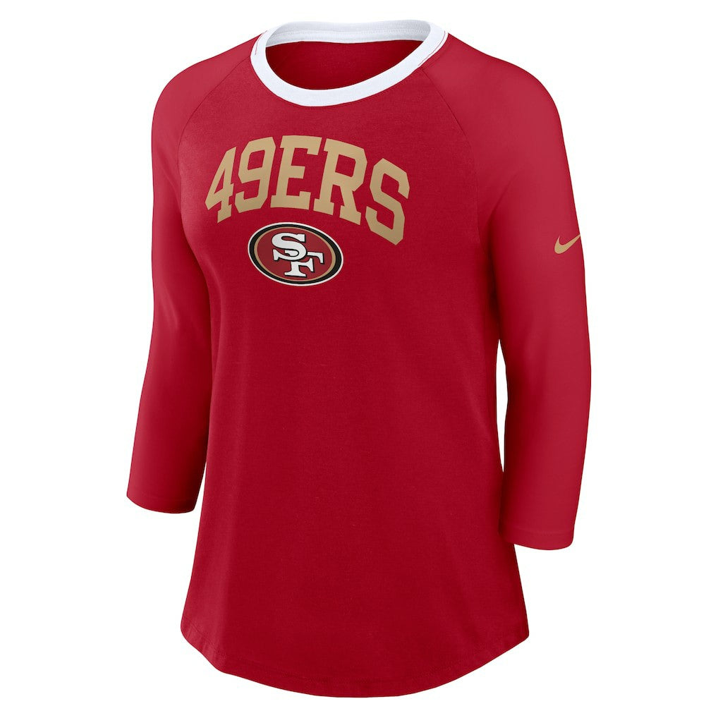 San Francisco 49ers Women's 3/4 Sleeve Raglan Fashion Top | NFL US