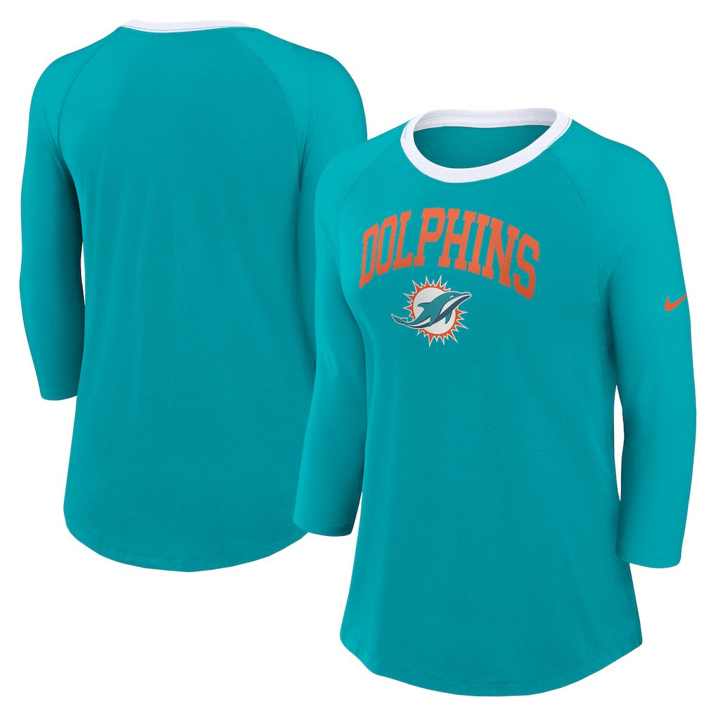 Miami Dolphins Women's 3/4 Sleeve Raglan Fashion Top | NFL Online