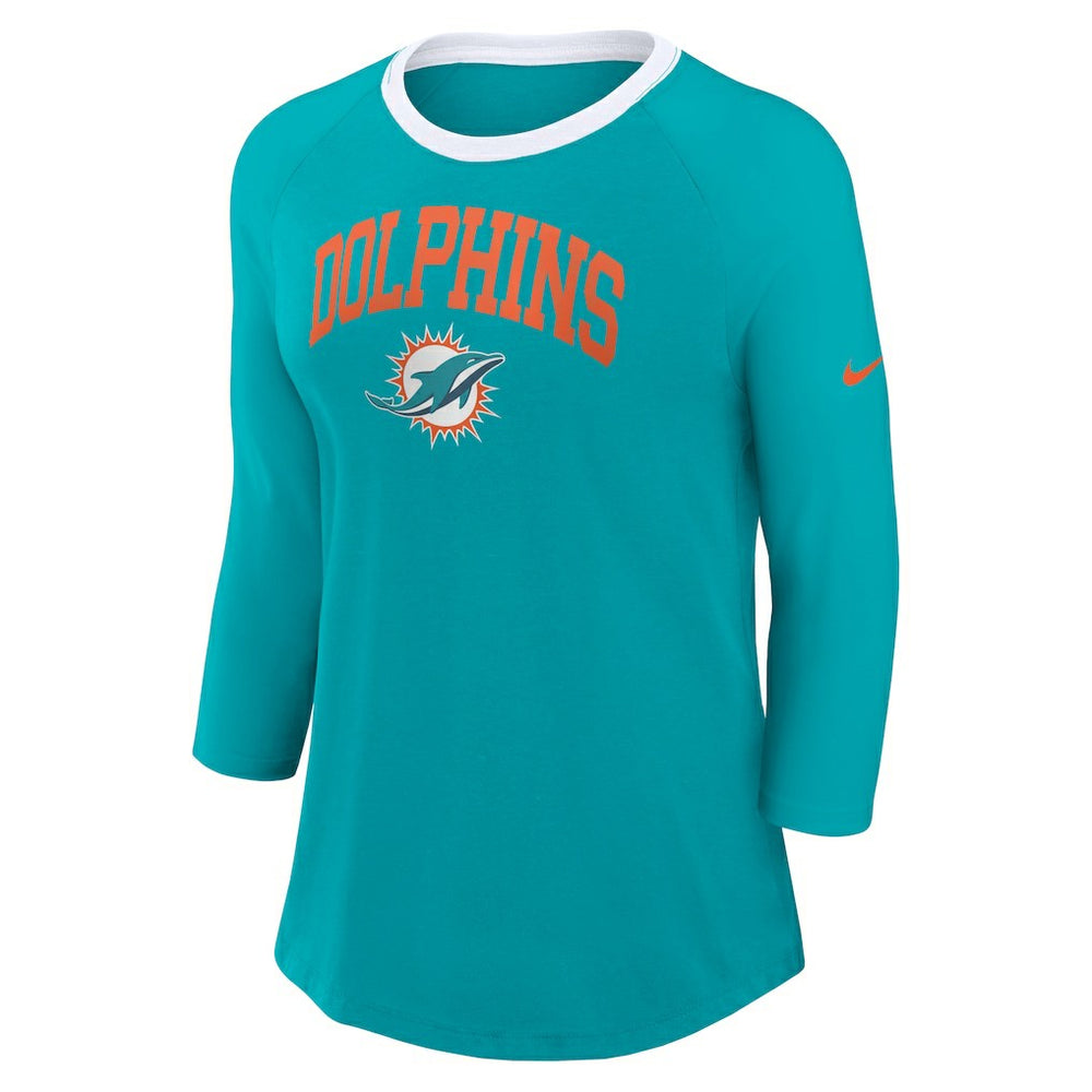 Miami Dolphins Women's 3/4 Sleeve Raglan Fashion Top | NFL Online