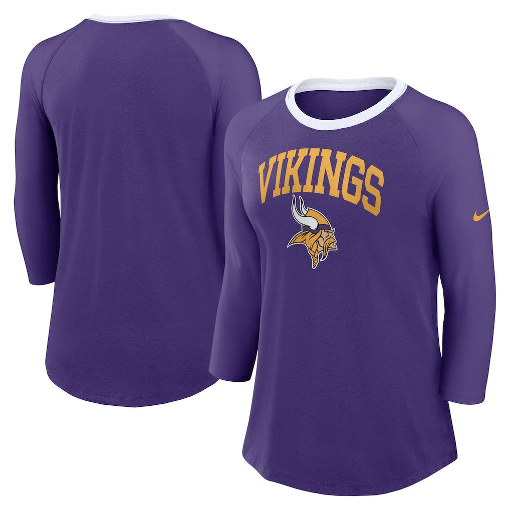 Minnesota Vikings Women's 3/4 Sleeve Raglan Fashion Top | NFL Near me