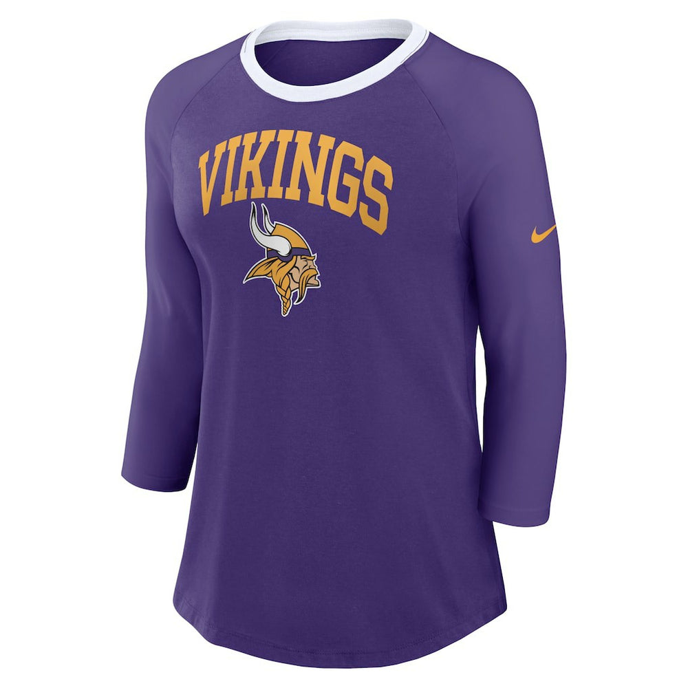 Minnesota Vikings Women's 3/4 Sleeve Raglan Fashion Top | NFL Near me