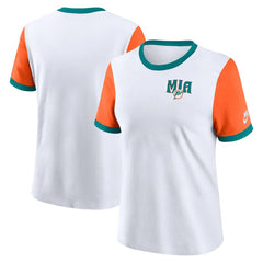 Miami Dolphins Women's Rewind Ringer T-Shirt | NFL Sale