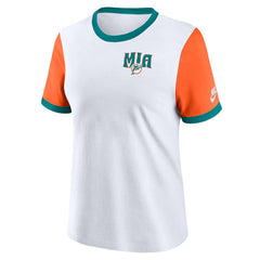 Miami Dolphins Women's Rewind Ringer T-Shirt | NFL Sale