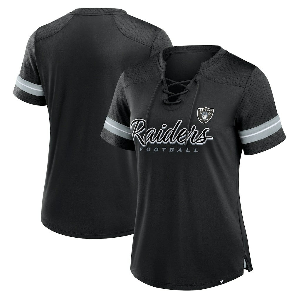 Las Vegas Raiders Women's Play Script Lace-Up T-Shirt | NFL US