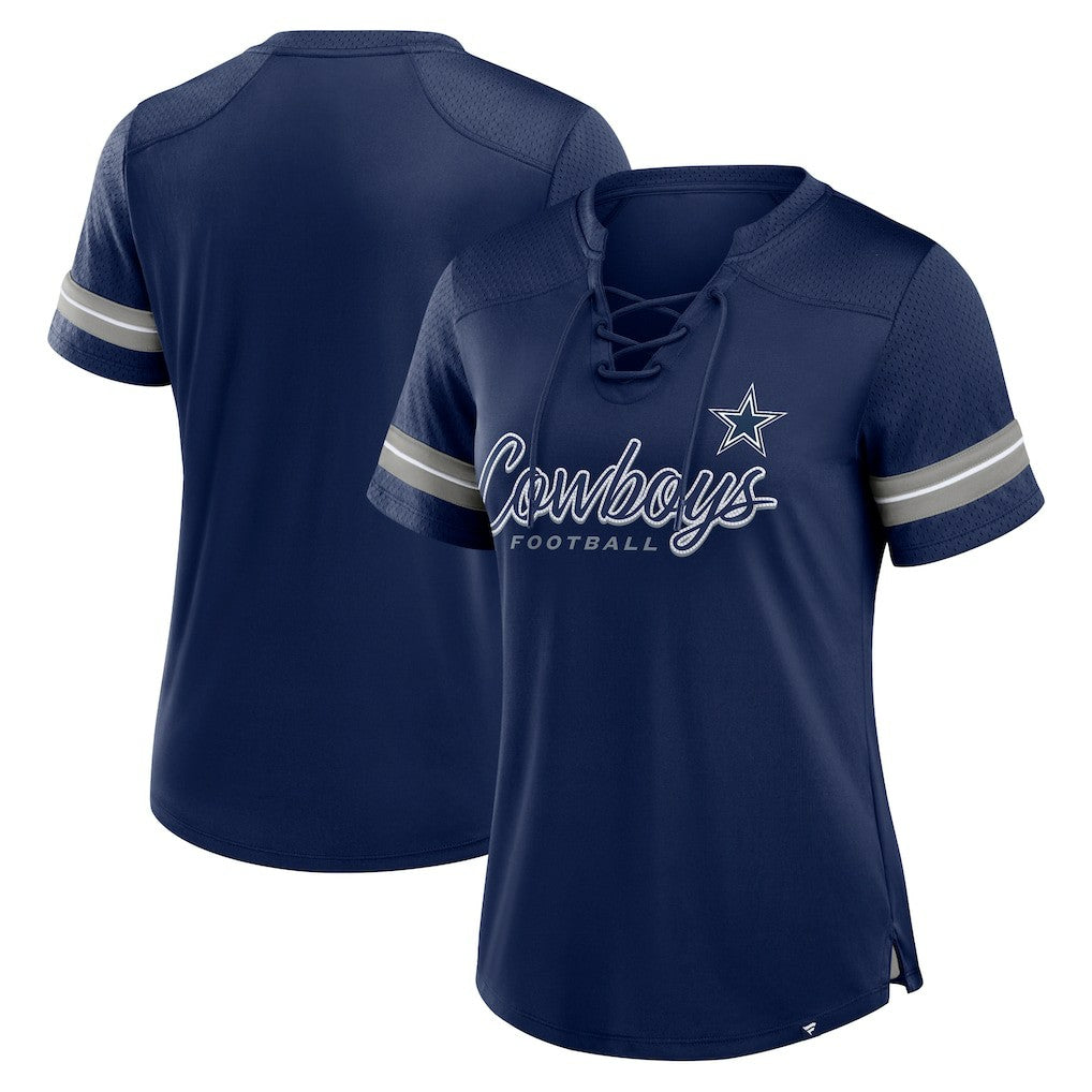 Dallas Cowboys Women's Play Script Lace-Up T-Shirt | NFL Discount
