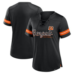 Cincinnati Bengals Women's Play Script Lace-Up T-Shirt | NFL Sale