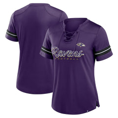 Baltimore Ravens Women's Play Script Lace-Up T-Shirt | NFL Outlet