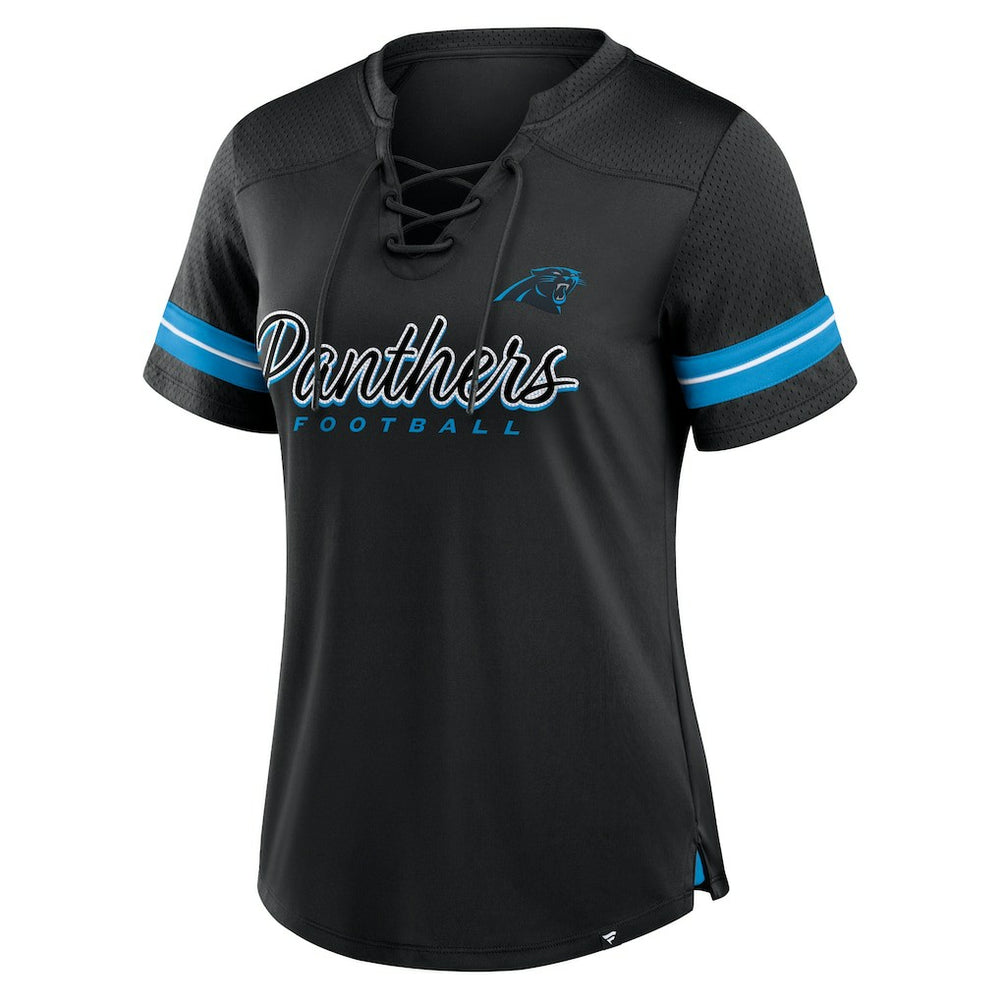 Carolina Panthers Women's Play Script Lace-Up T-Shirt | NFL New